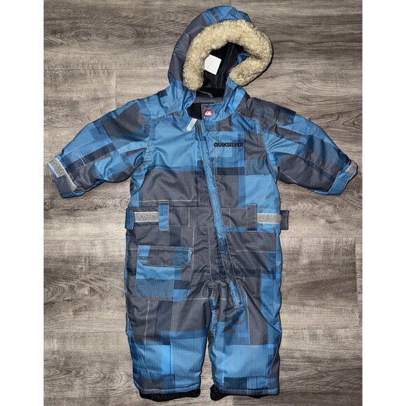 Quiksilver Toddler Baby 9M Snowsuit Blue Black Quiktech Loose Fit Comfy - Picture 1 of 7